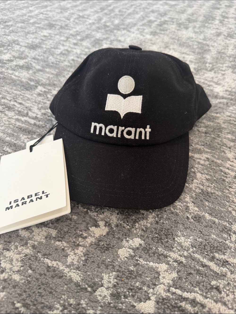Isabel Marant Black Cap with White Logo Embroidery